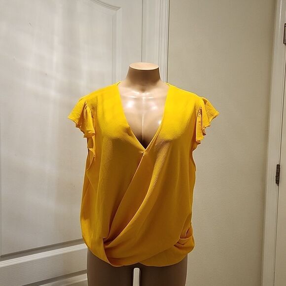 BRAND NEW ZENOBIA TOP CURVY V-NECK RUFFLE SLEEVE WOMEN'S BLOUSE - Picture 2 of 13